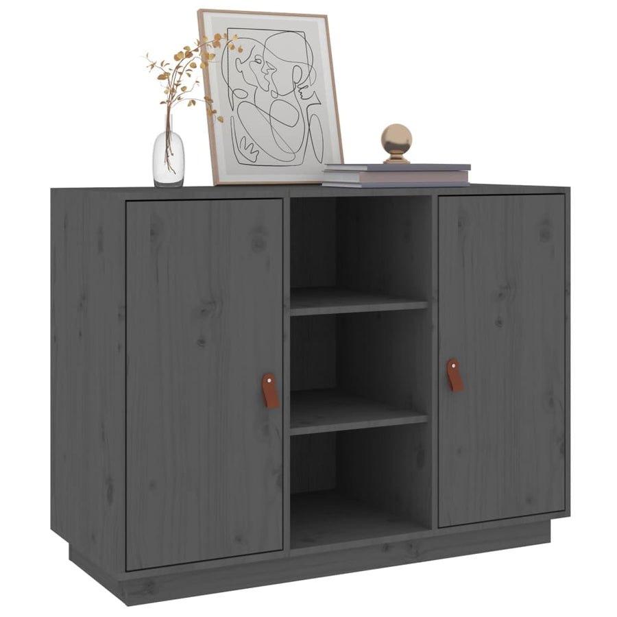 Dressoir 100X40X75 Cm Massief Grenenhout Grijs