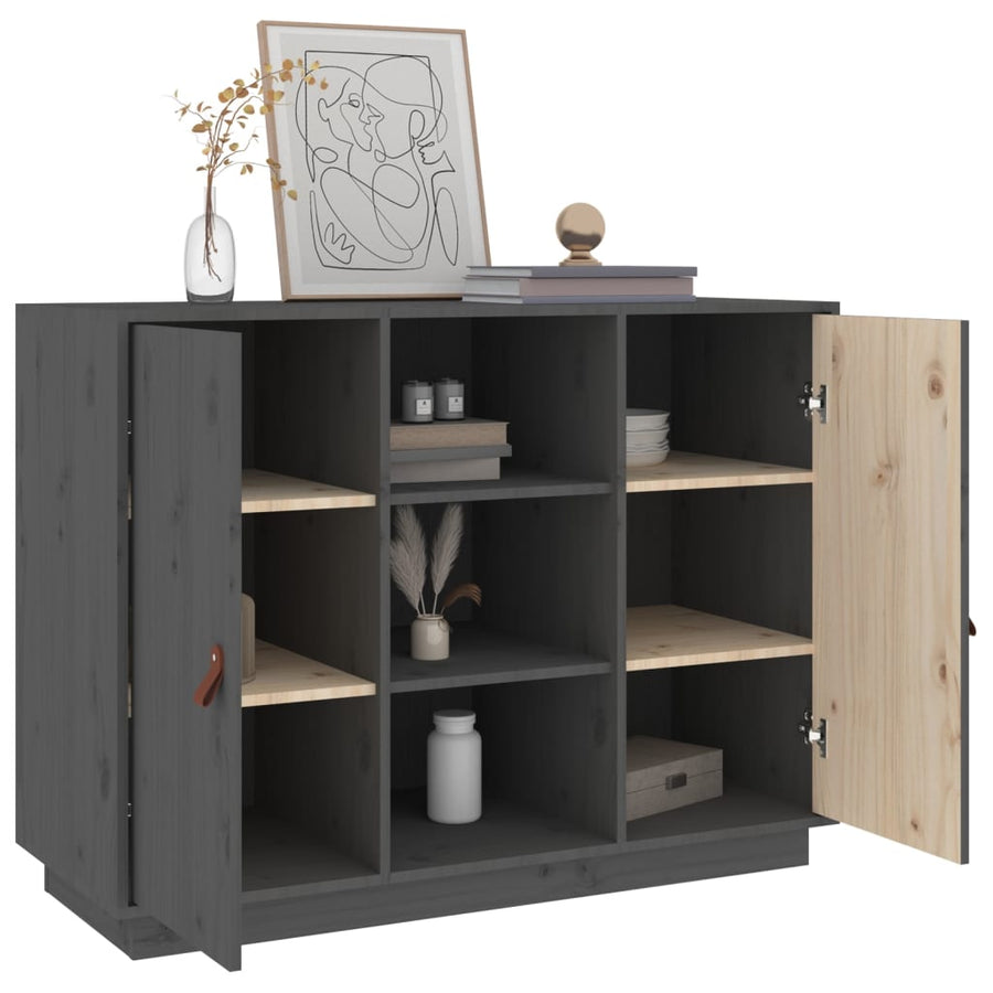 Dressoir 100X40X75 Cm Massief Grenenhout Grijs