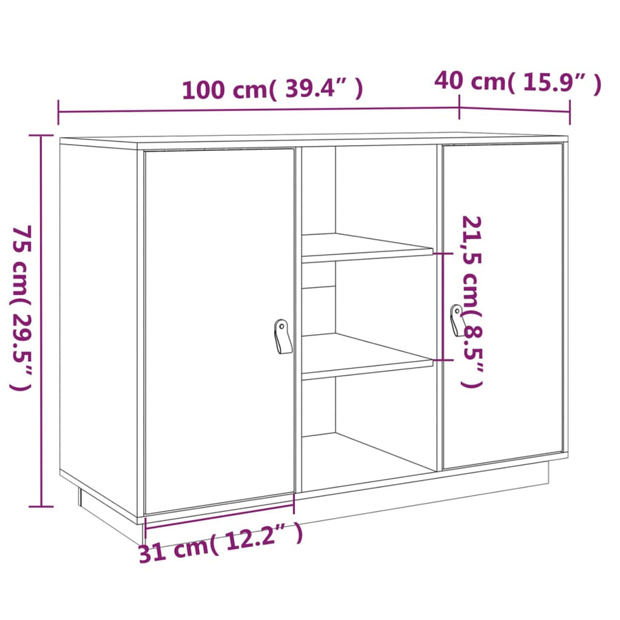 Dressoir 100X40X75 Cm Massief Grenenhout Grijs