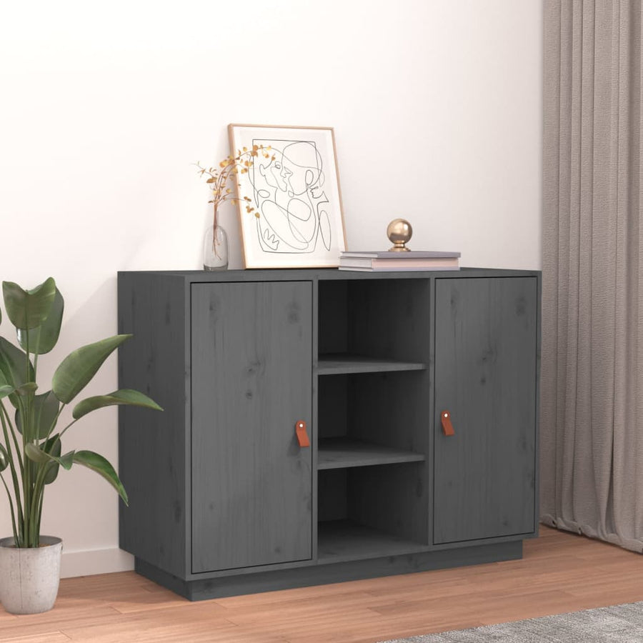 Dressoir 100X40X75 Cm Massief Grenenhout Grijs