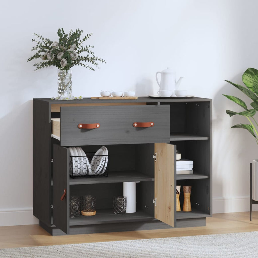 Dressoir 98,5X40X75 Cm Massief Grenenhout Grijs