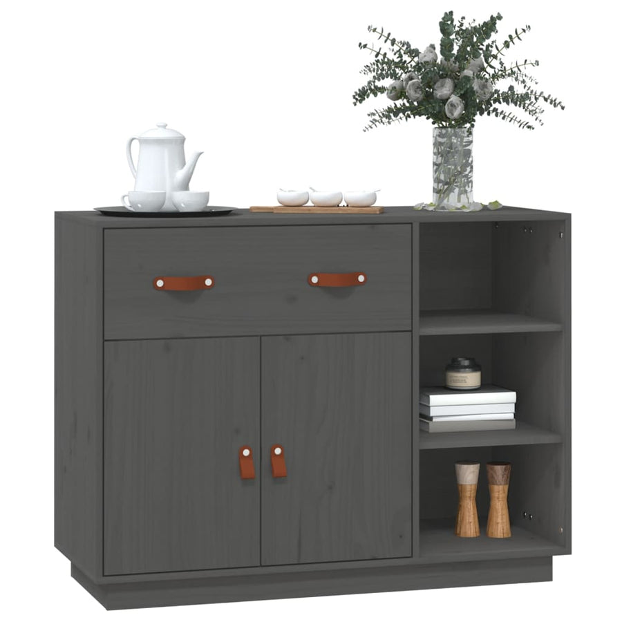 Dressoir 98,5X40X75 Cm Massief Grenenhout Grijs