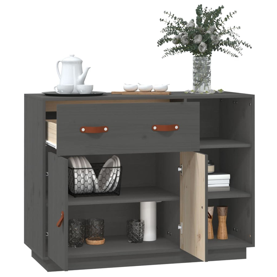 Dressoir 98,5X40X75 Cm Massief Grenenhout Grijs