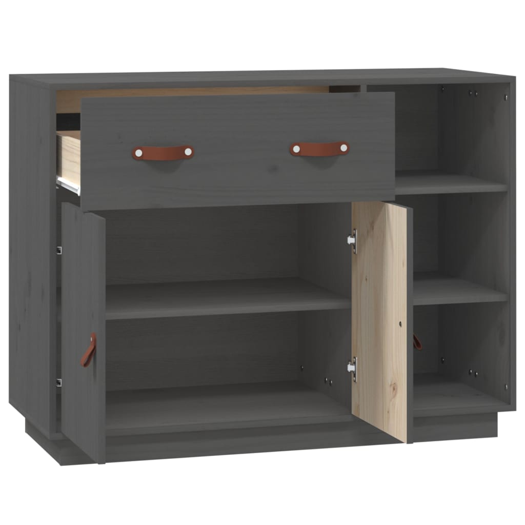 Dressoir 98,5X40X75 Cm Massief Grenenhout Grijs