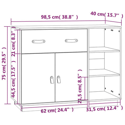 Dressoir 98,5X40X75 Cm Massief Grenenhout Grijs