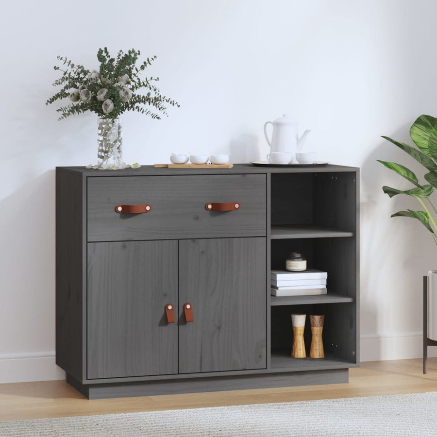Dressoir 98,5X40X75 Cm Massief Grenenhout Grijs