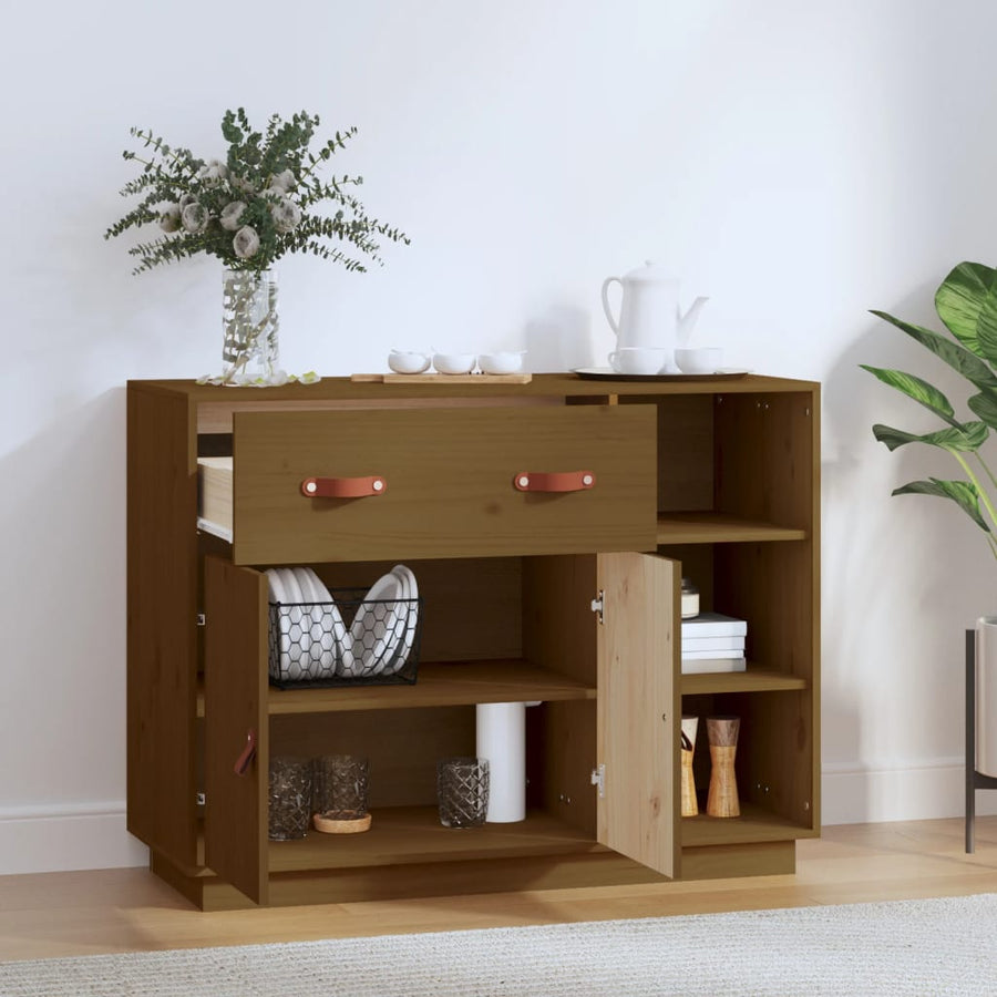 Dressoir 98,5X40X75 Cm Massief Grenenhout Honingbruin