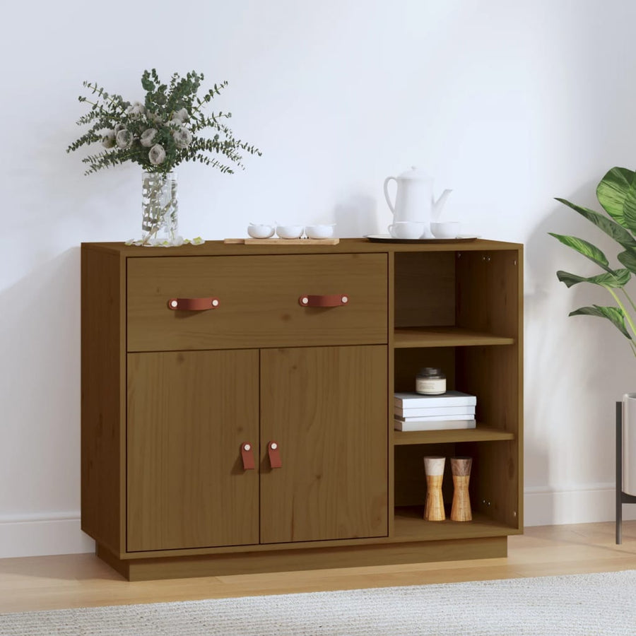 Dressoir 98,5X40X75 Cm Massief Grenenhout Honingbruin