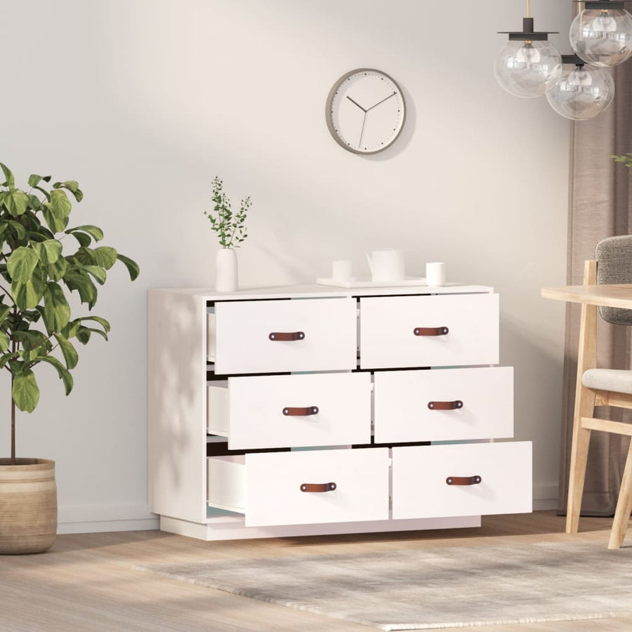 Dressoir 100X40X75 Cm Massief Grenenhout Wit