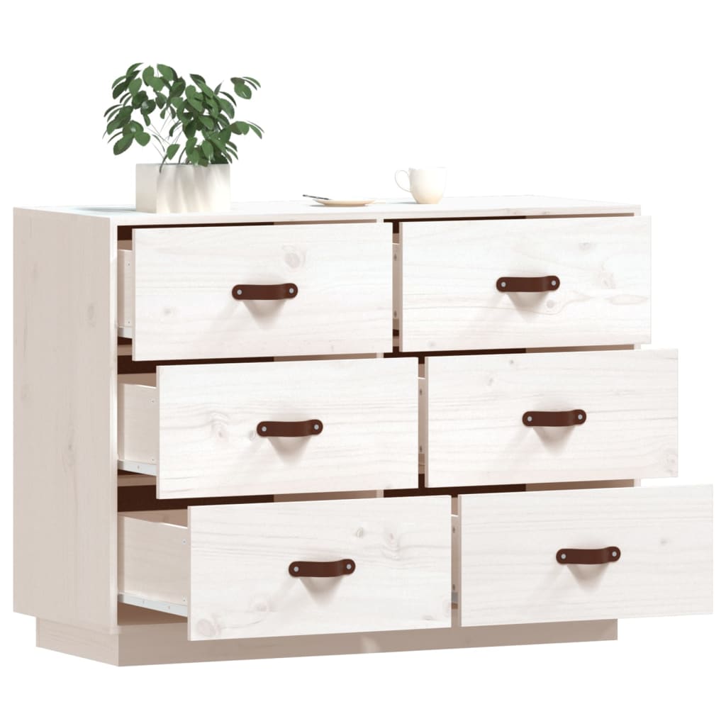 Dressoir 100X40X75 Cm Massief Grenenhout Wit