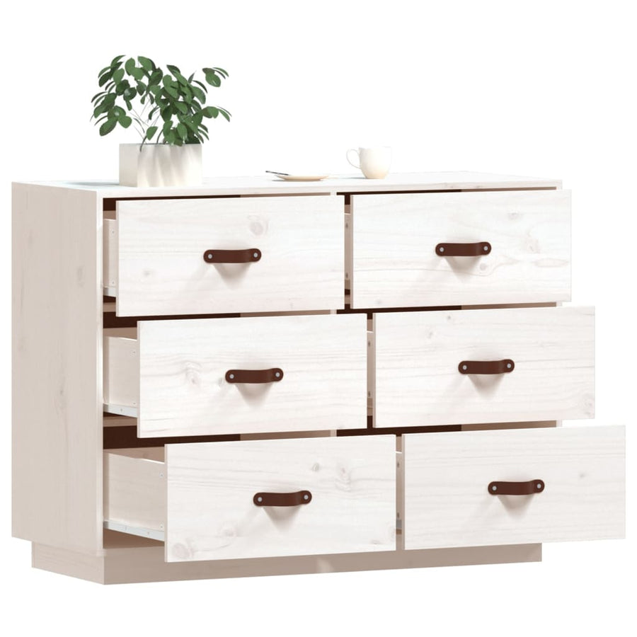 Dressoir 100X40X75 Cm Massief Grenenhout Wit