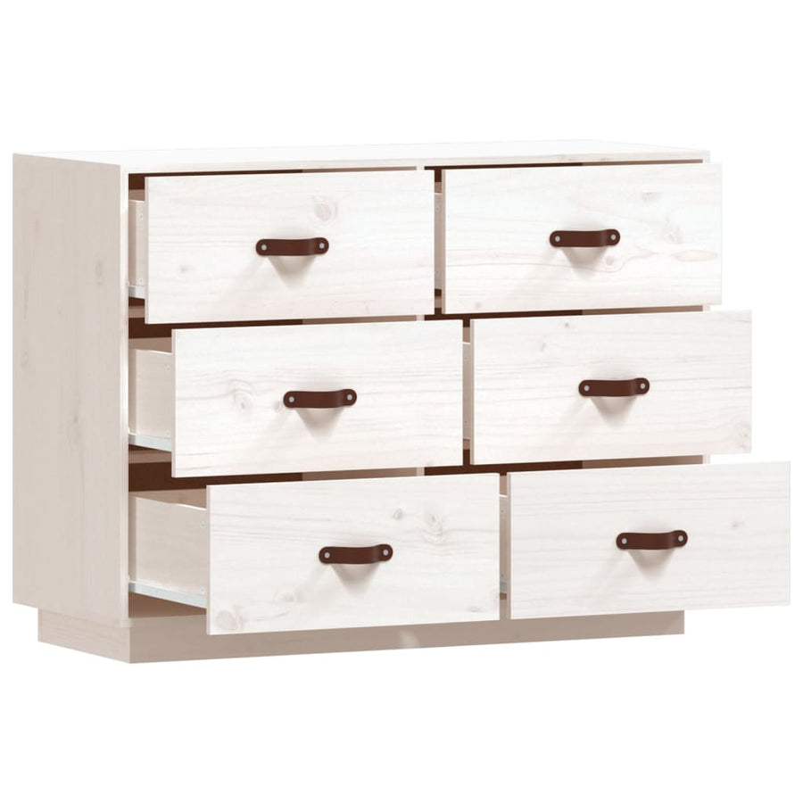 Dressoir 100X40X75 Cm Massief Grenenhout Wit