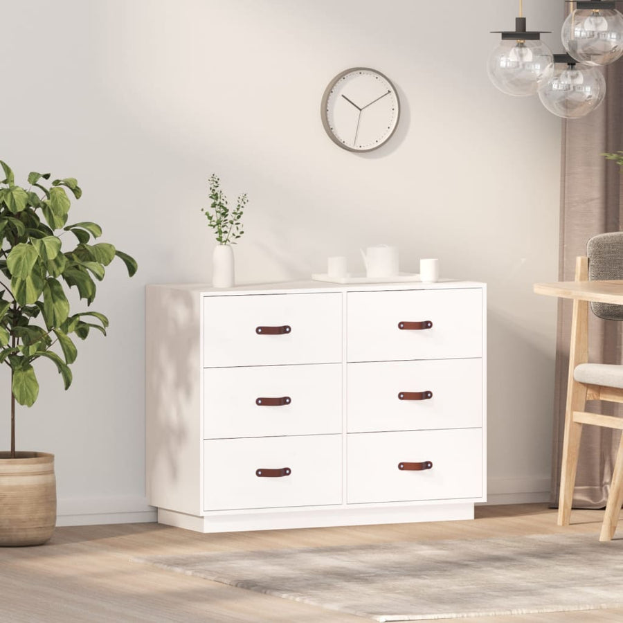 Dressoir 100X40X75 Cm Massief Grenenhout Wit