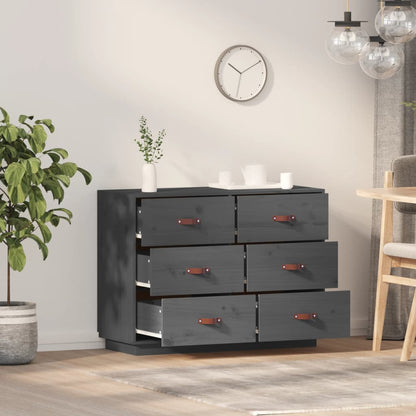 Dressoir 100X40X75 Cm Massief Grenenhout Grijs