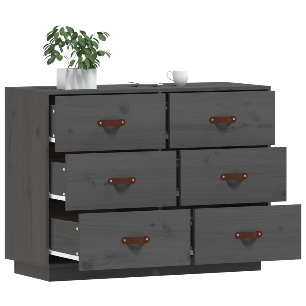 Dressoir 100X40X75 Cm Massief Grenenhout Grijs