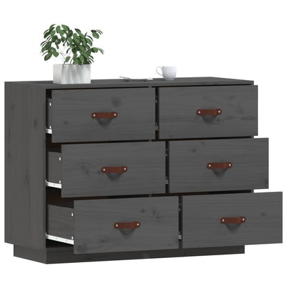 Dressoir 100X40X75 Cm Massief Grenenhout Grijs