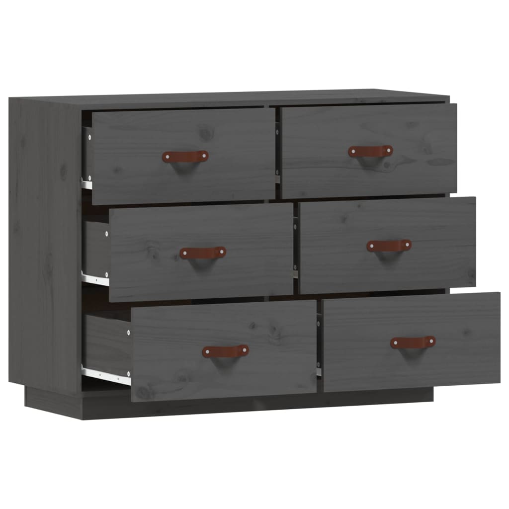 Dressoir 100X40X75 Cm Massief Grenenhout Grijs