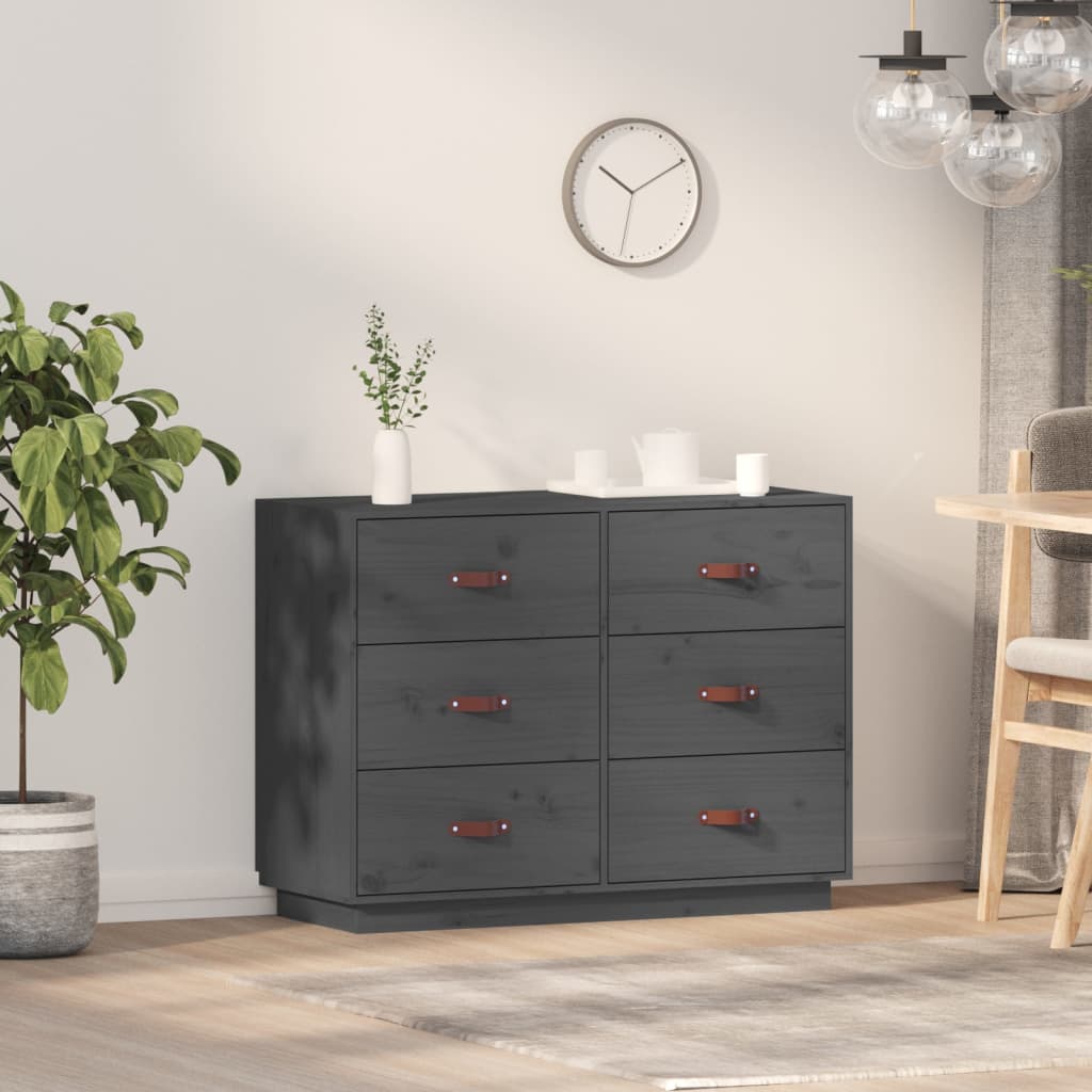 Dressoir 100X40X75 Cm Massief Grenenhout Grijs