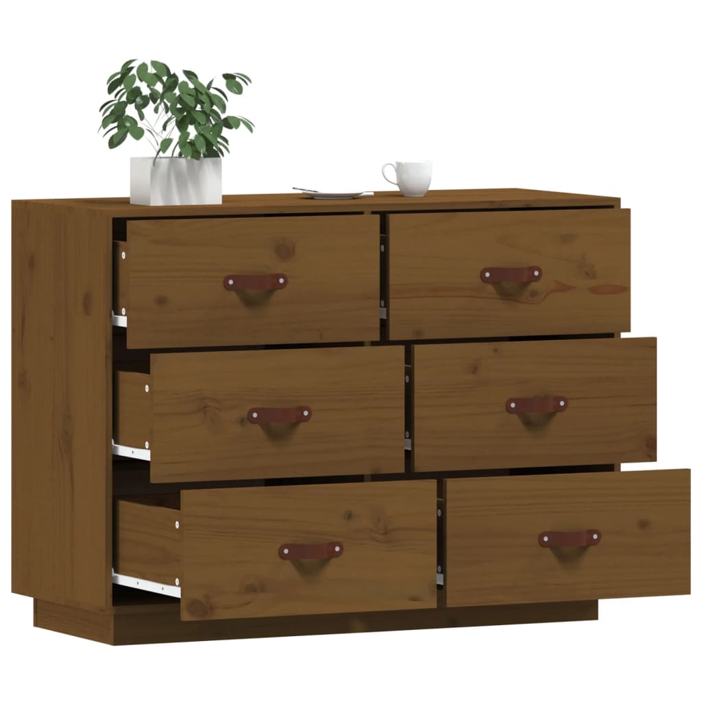Dressoir 100X40X75 Cm Massief Grenenhout Honingbruin