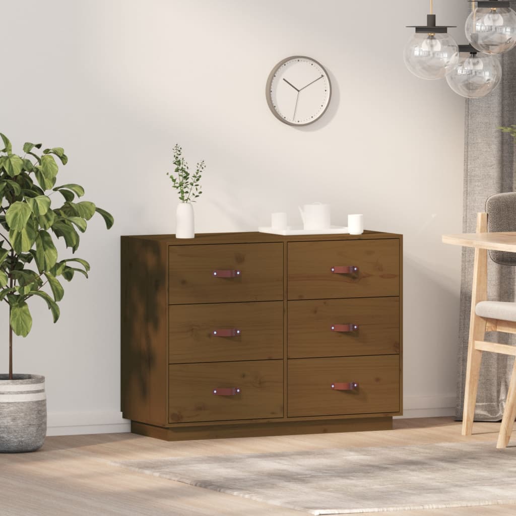 Dressoir 100X40X75 Cm Massief Grenenhout Honingbruin