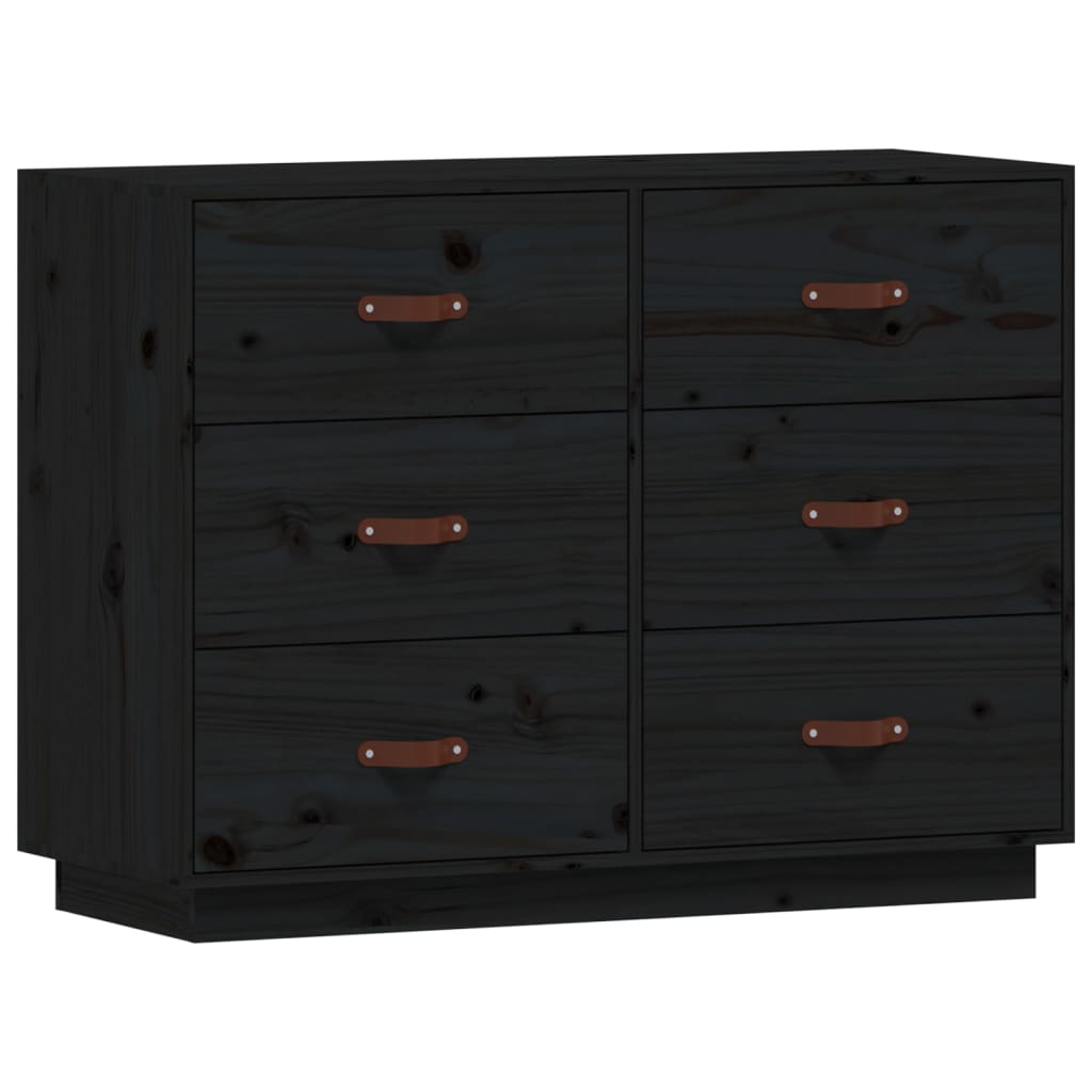 Dressoir 100X40X75 Cm Massief Grenenhout Zwart
