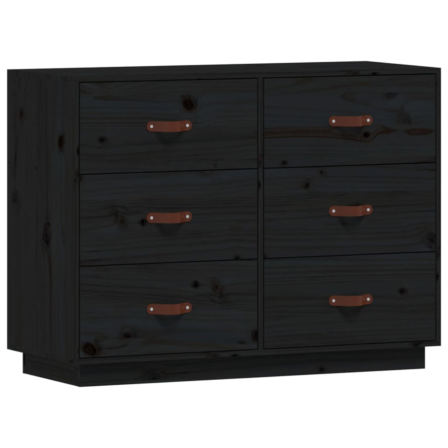 Dressoir 100X40X75 Cm Massief Grenenhout Zwart