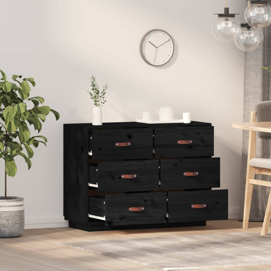 Dressoir 100X40X75 Cm Massief Grenenhout Zwart