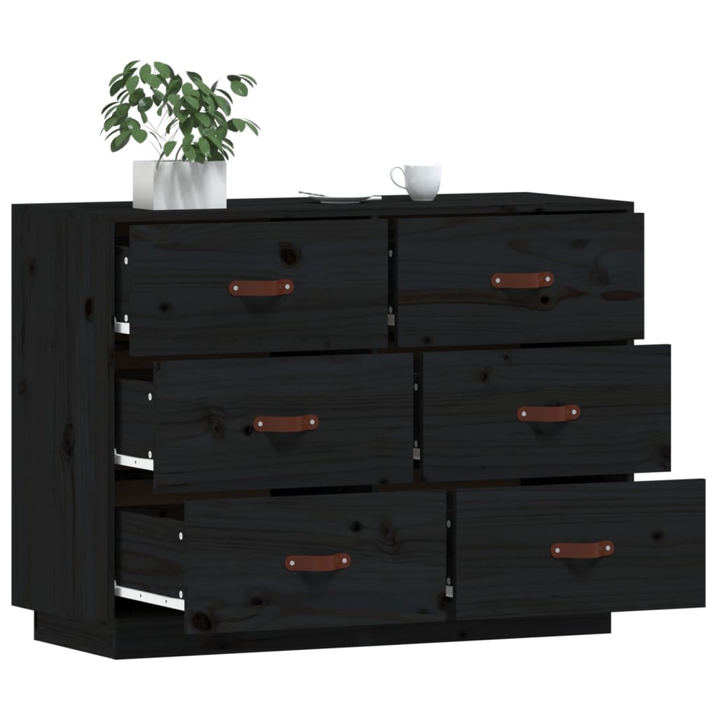 Dressoir 100X40X75 Cm Massief Grenenhout Zwart