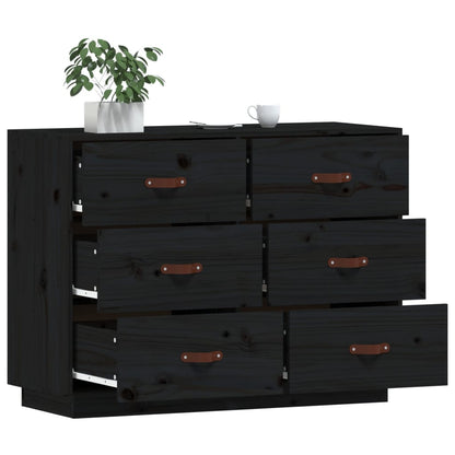 Dressoir 100X40X75 Cm Massief Grenenhout Zwart