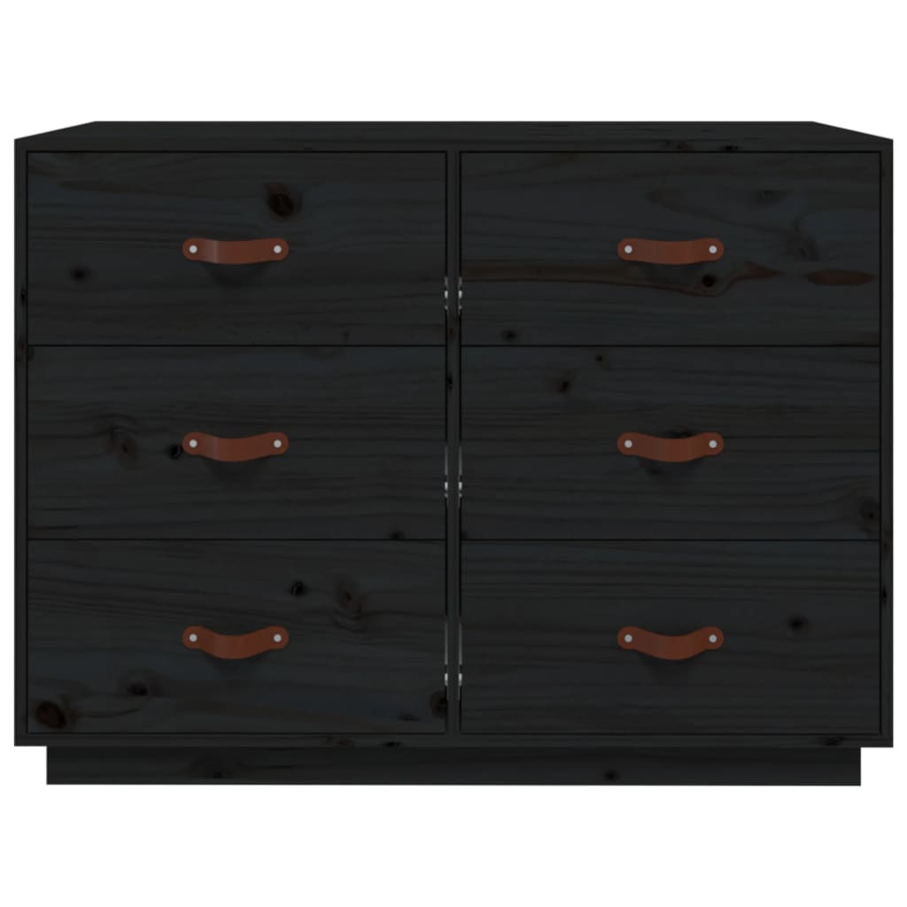 Dressoir 100X40X75 Cm Massief Grenenhout Zwart