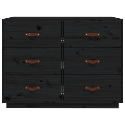 Dressoir 100X40X75 Cm Massief Grenenhout Zwart