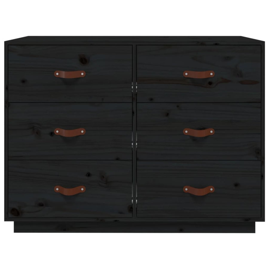 Dressoir 100X40X75 Cm Massief Grenenhout Zwart