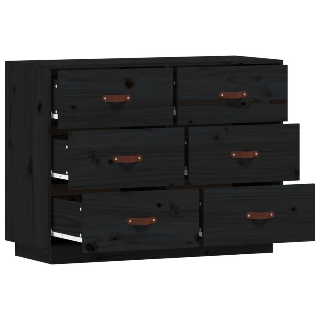Dressoir 100X40X75 Cm Massief Grenenhout Zwart
