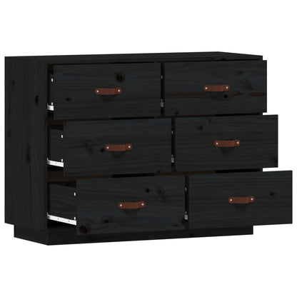 Dressoir 100X40X75 Cm Massief Grenenhout Zwart