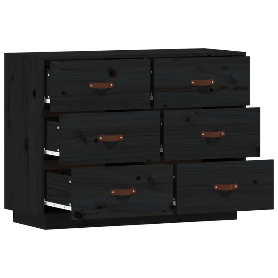 Dressoir 100X40X75 Cm Massief Grenenhout Zwart