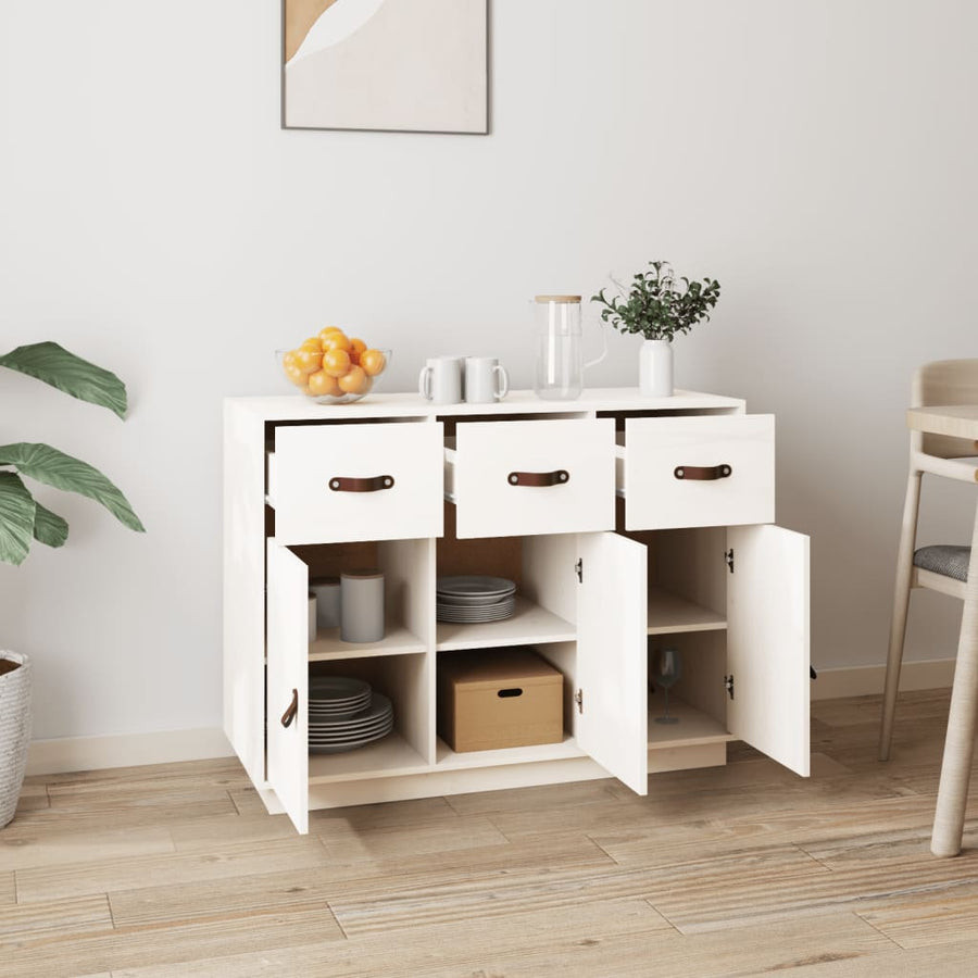 Dressoir 100X40X75 Cm Massief Grenenhout Wit