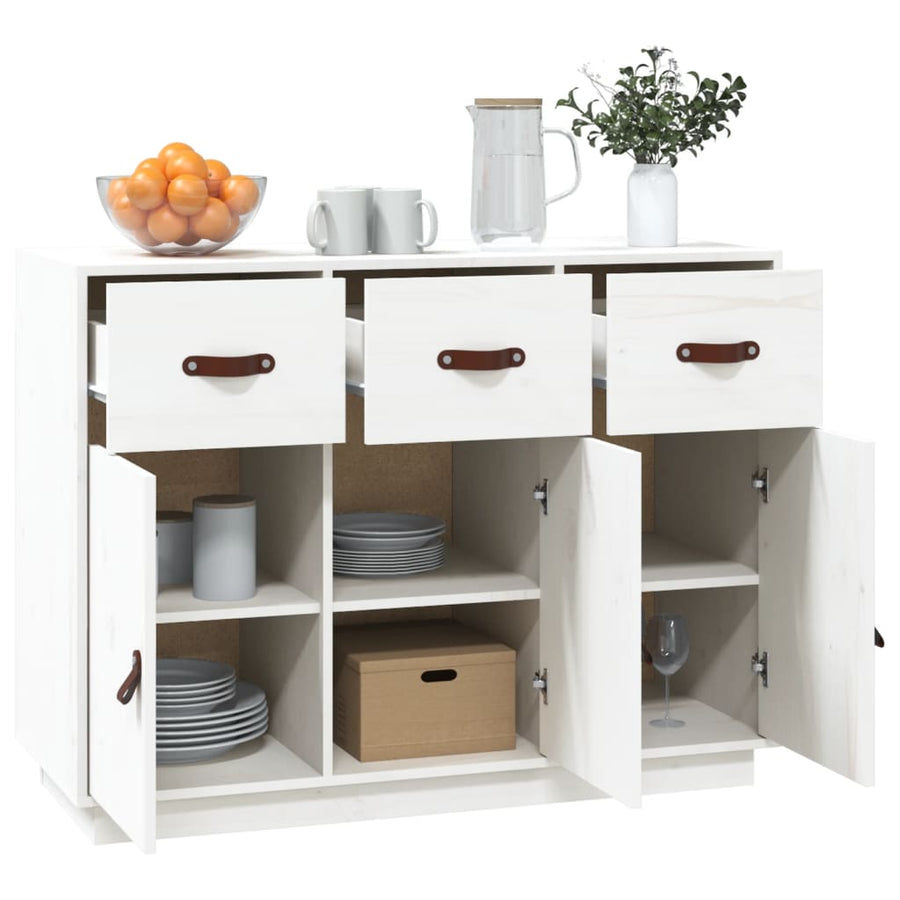 Dressoir 100X40X75 Cm Massief Grenenhout Wit
