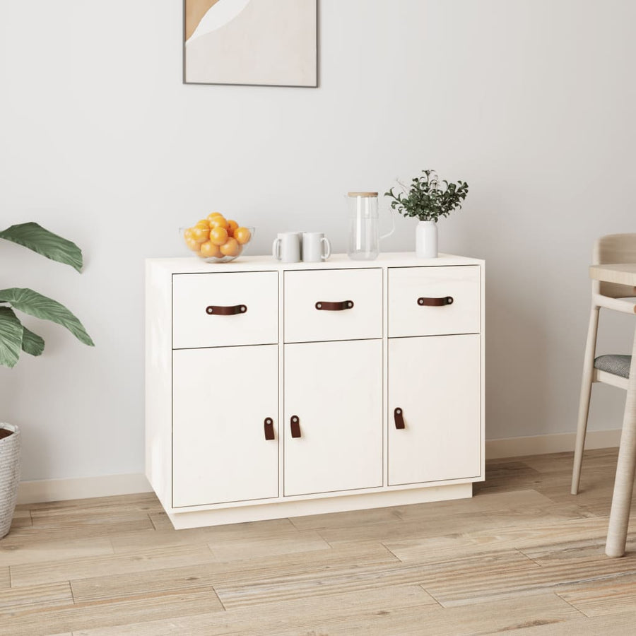 Dressoir 100X40X75 Cm Massief Grenenhout Wit