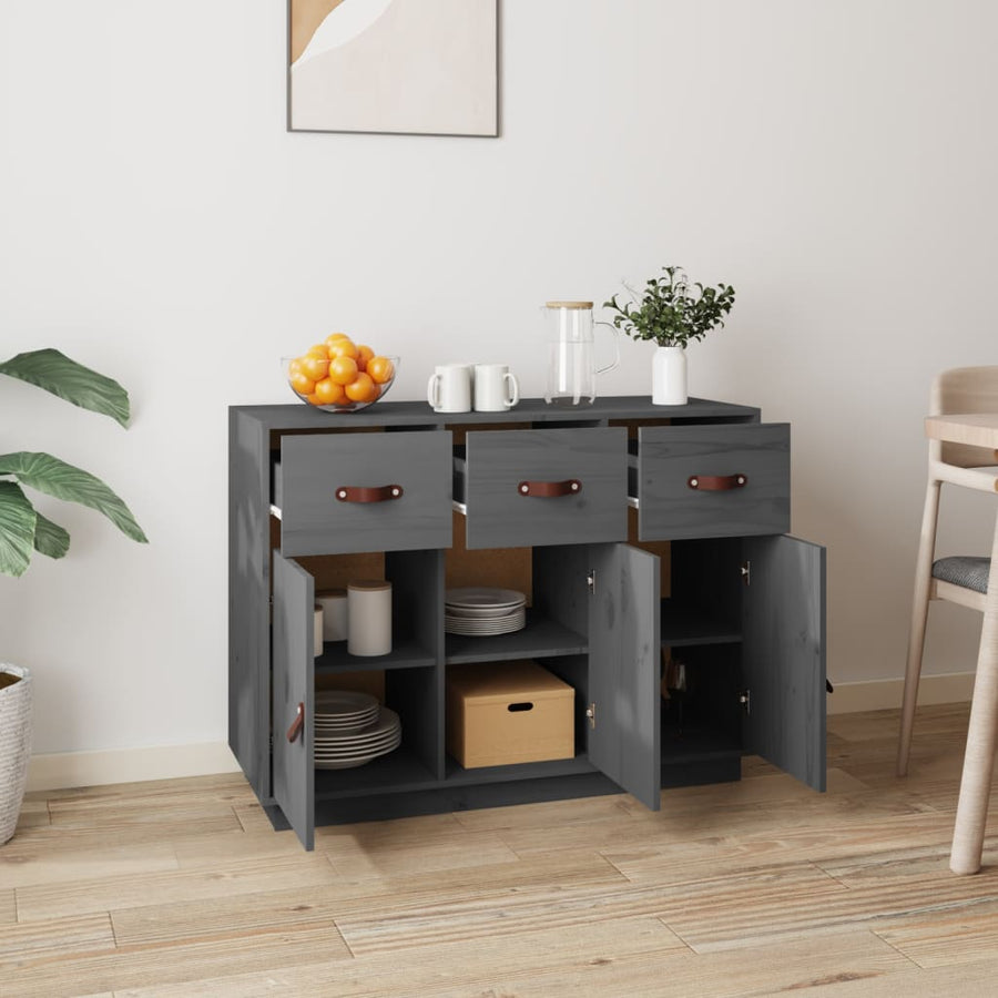 Dressoir 100X40X75 Cm Massief Grenenhout Grijs
