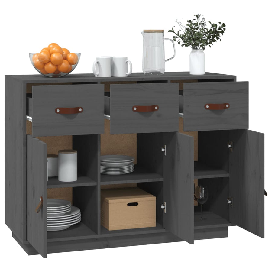 Dressoir 100X40X75 Cm Massief Grenenhout Grijs