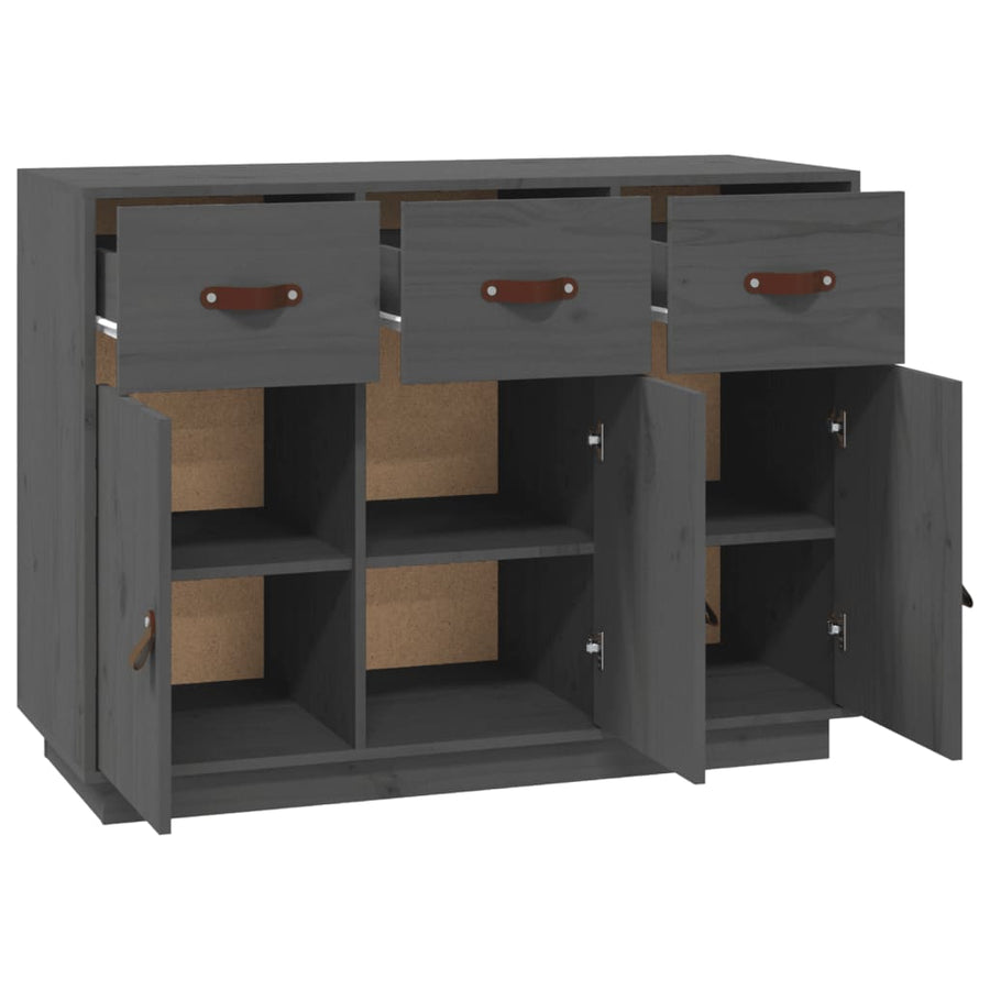 Dressoir 100X40X75 Cm Massief Grenenhout Grijs
