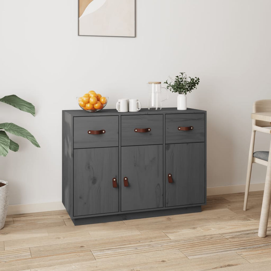 Dressoir 100X40X75 Cm Massief Grenenhout Grijs