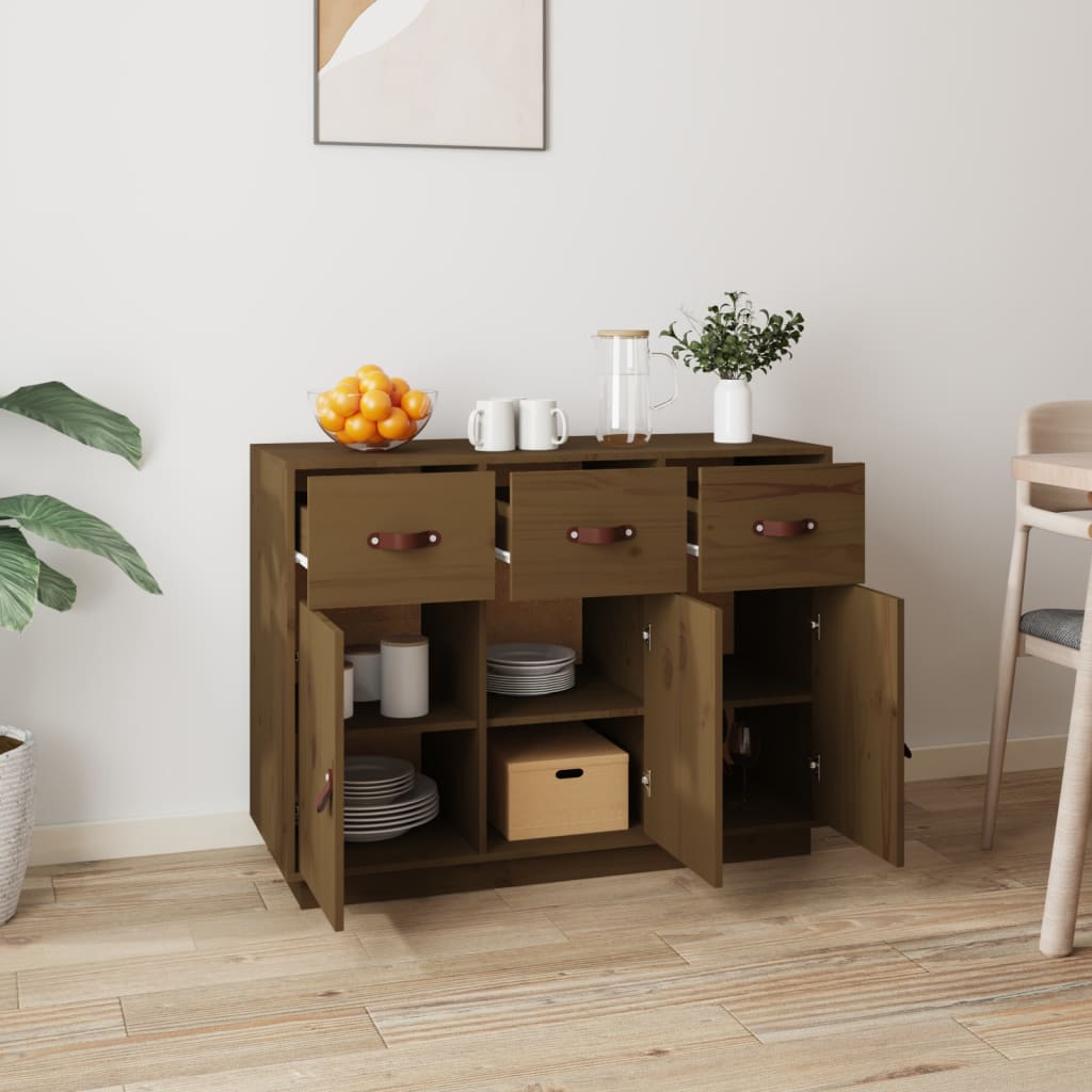 Dressoir 100X40X75 Cm Massief Grenenhout Honingbruin
