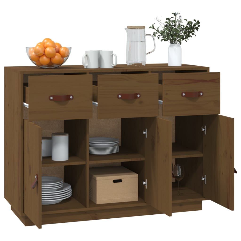 Dressoir 100X40X75 Cm Massief Grenenhout Honingbruin