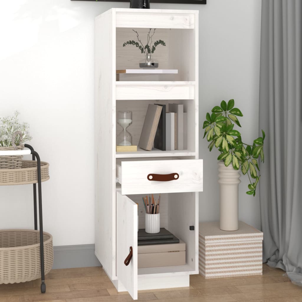 Hoge Kast 34X40X108,5 Cm Massief Grenenhout Wit