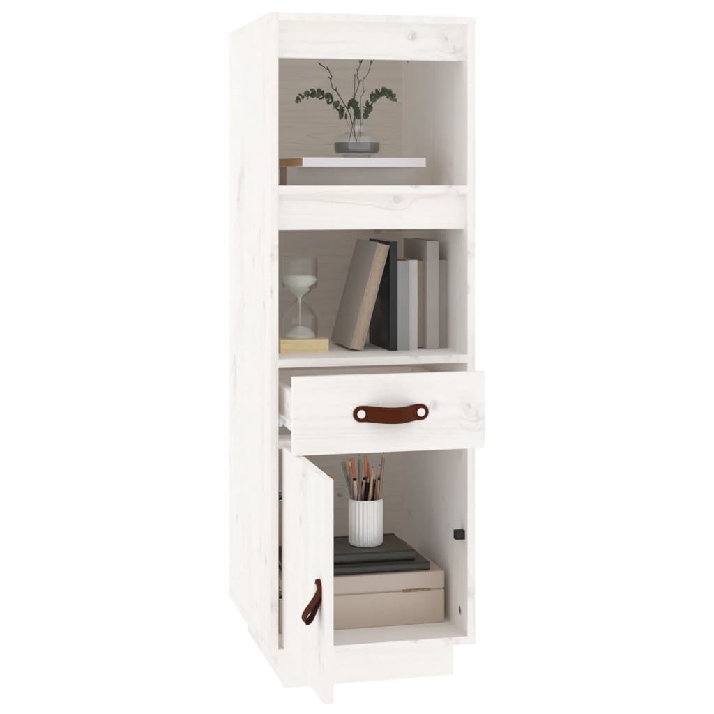 Hoge Kast 34X40X108,5 Cm Massief Grenenhout Wit