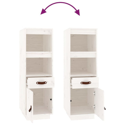 Hoge Kast 34X40X108,5 Cm Massief Grenenhout Wit
