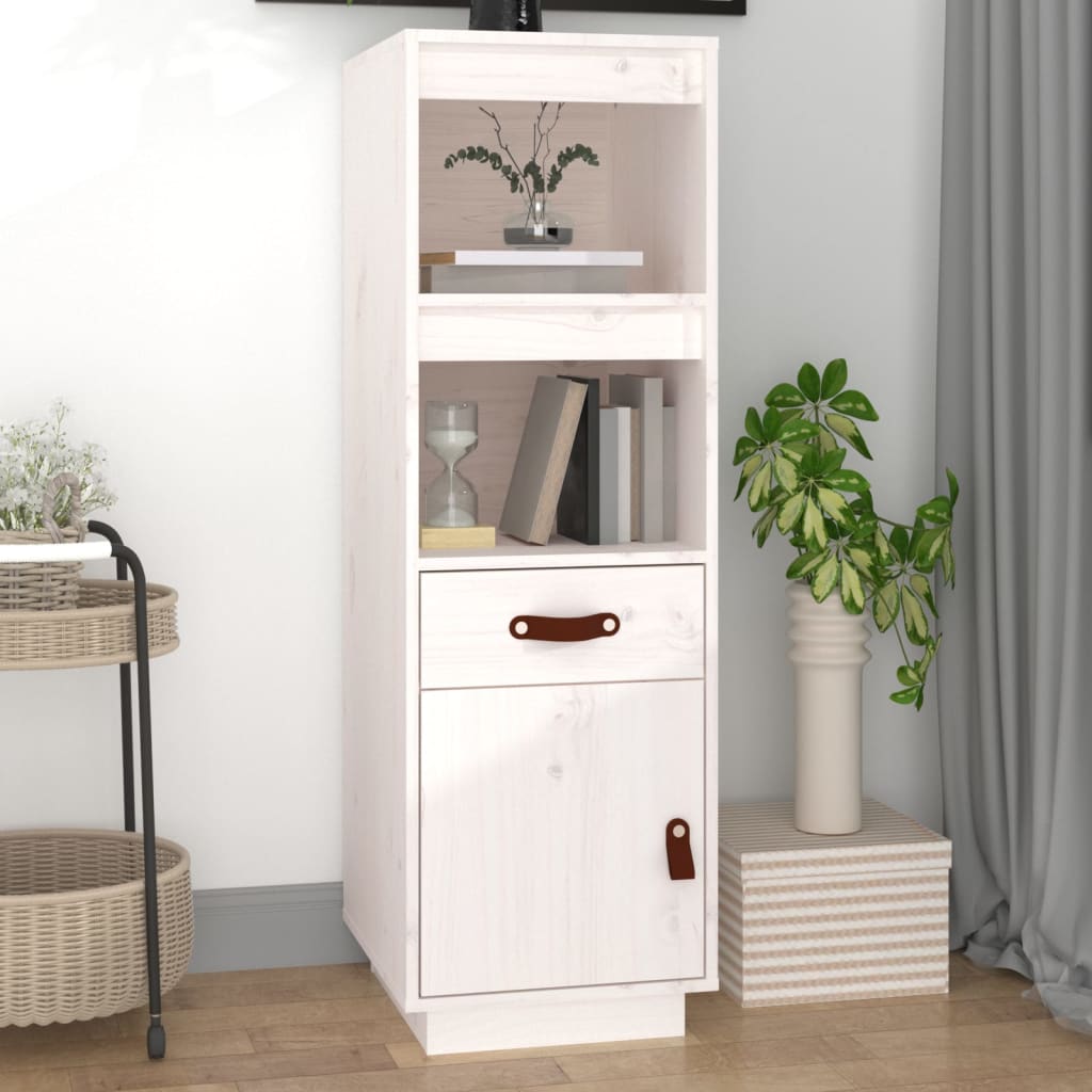Hoge Kast 34X40X108,5 Cm Massief Grenenhout Wit