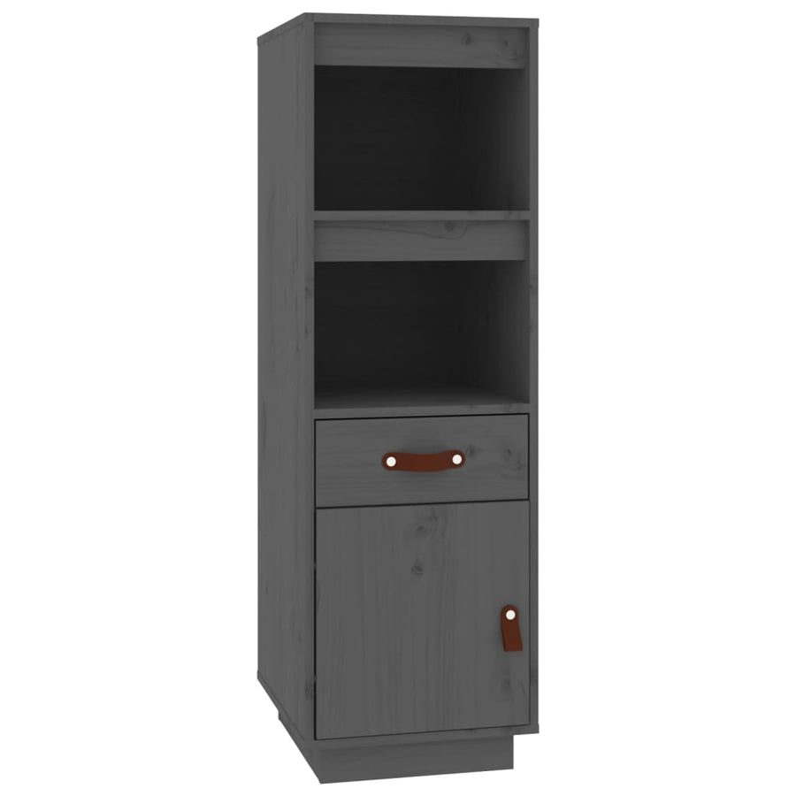 Hoge Kast 34X40X108,5 Cm Massief Grenenhout Grijs