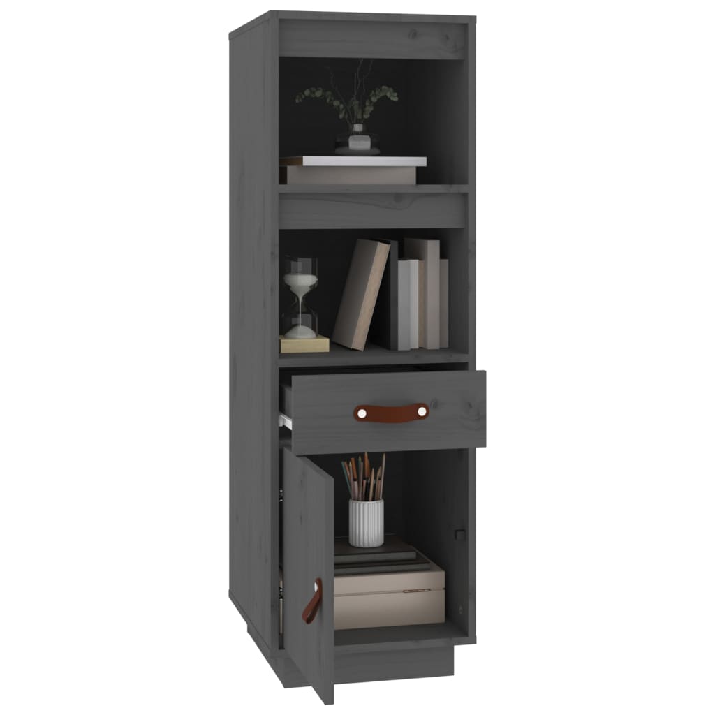 Hoge Kast 34X40X108,5 Cm Massief Grenenhout Grijs